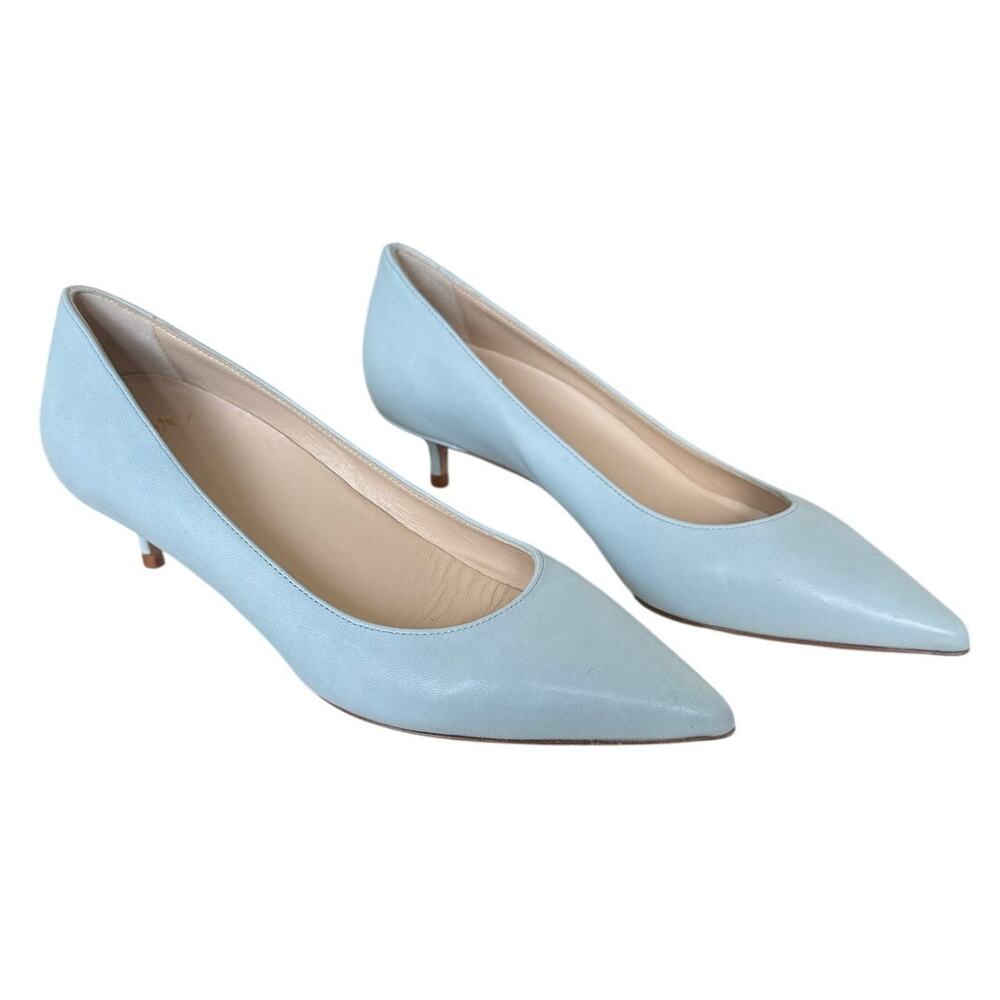 Butter Natacha Massi Made in Italy Blue Leather Kitten Heel Pumps Size 7B